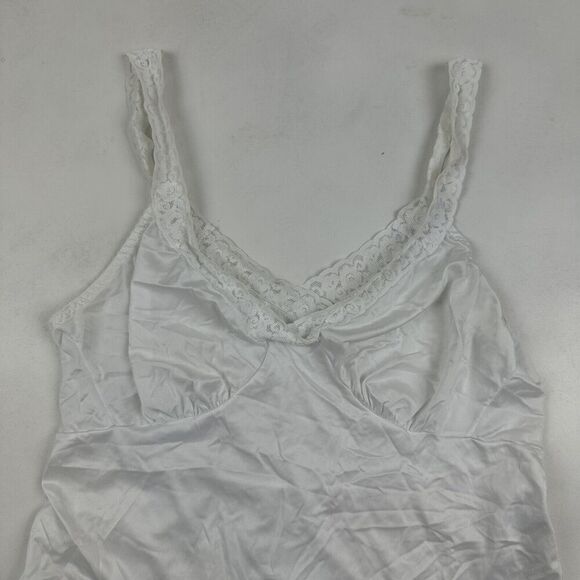 VTG Dixie Belle Lace Trim Nylon White Satin V-Neck Camisole Tank Sz 34 - Picture 3 of 8